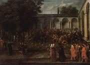 Jean-Baptiste Van Mour Der Gesandte Cornelis Calkoen begibt sich zur Audienz beim Sultan Ahmed III. oil painting reproduction